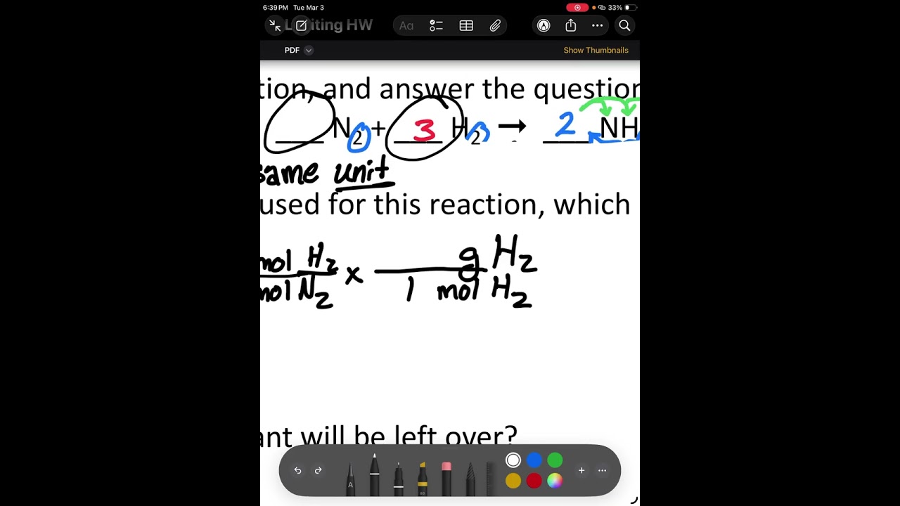 Limiting & Excess Reactant HW (Problem 1)