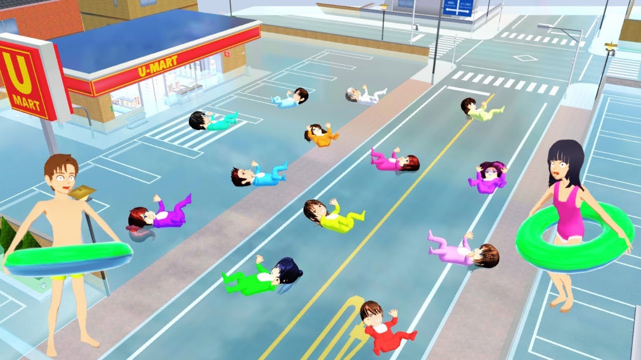 OMG 😱 FLOOD RAINBOW GIANT BABY TITAN | YUTA MIO HELP AND PUT THEM AT HOSPITAL - SAKURA SCHOOL