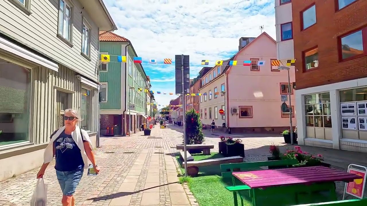 Lysekil Sweden walking around on a sunny day 4k