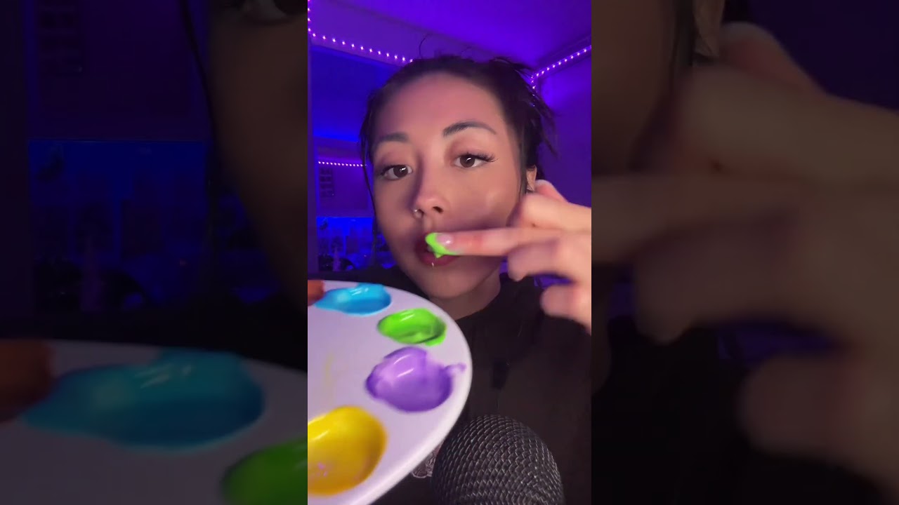 Asmr edible spit painting asmr (fake paint)🎨 IB: ​⁠ #spitpaintingasmr #mouthsounds