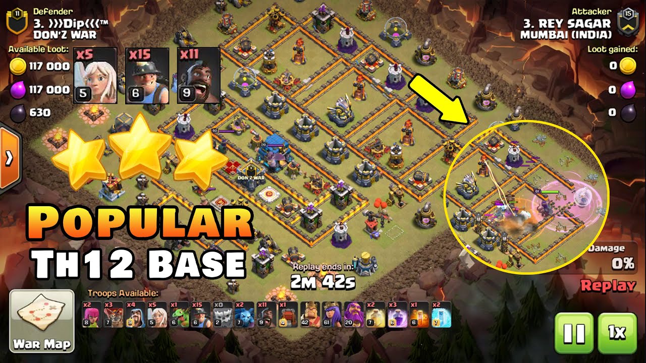 3 Star The Popular Th12 War Base ⭐⭐⭐  | QC Hybrid Attacks - Coc Warriors