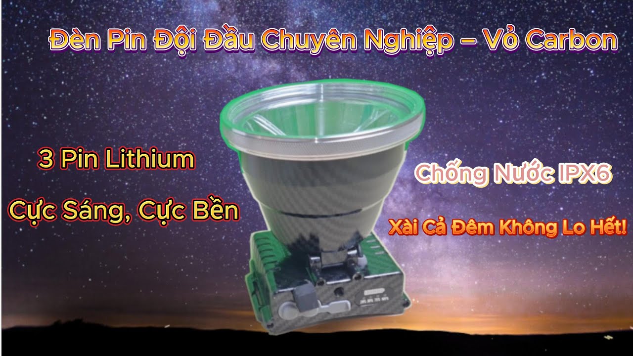Đ&Egrave;N PIN SI&Ecirc;U S&Aacute;NG CHIẾU XA 1000M , V&Acirc;N CARBON, C&Oacute; HIỂN THỊ % PIN, QU&Aacute; ĐẲNG CẤP