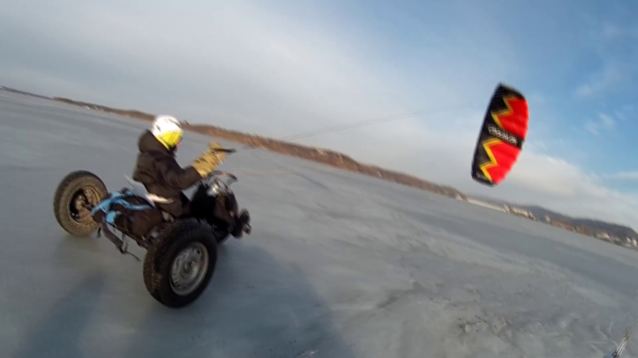 Power kite ice buggy. Кайт багги. Зимний кайтинг.