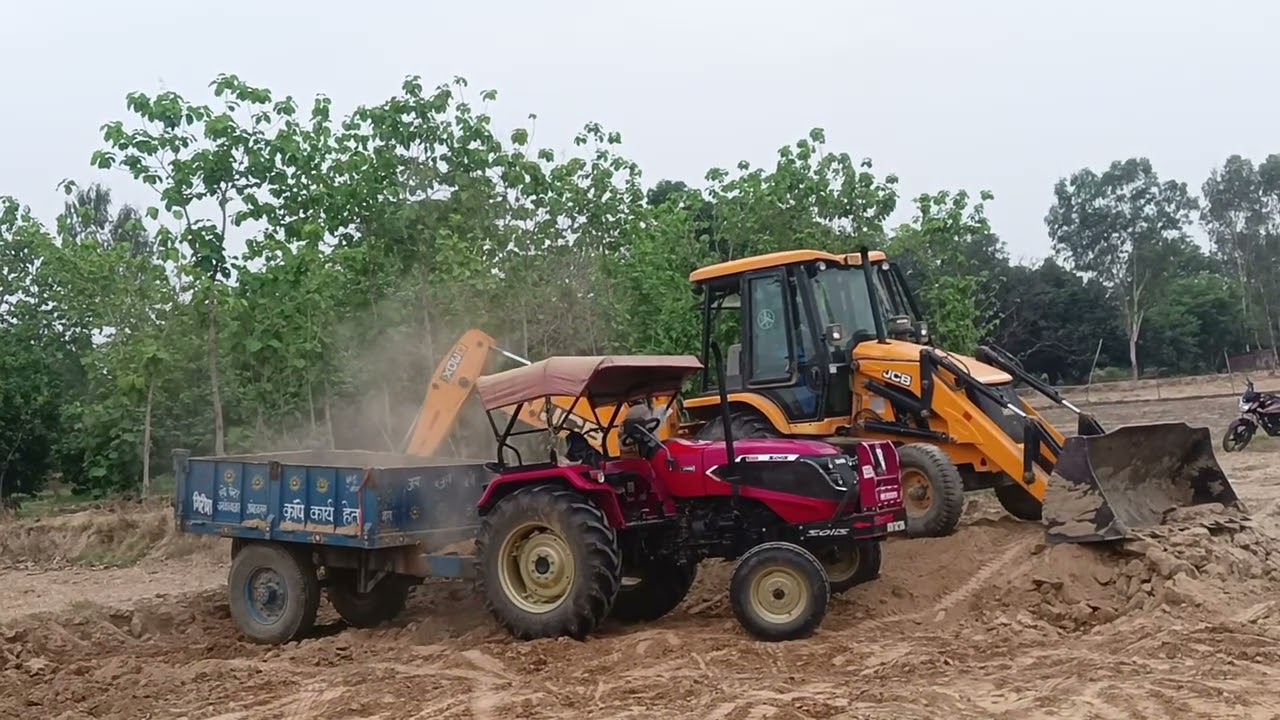 JCB mitti ki khudai Solis 4515 e tractor with trolley vs powertrac 434rdx full power trolley