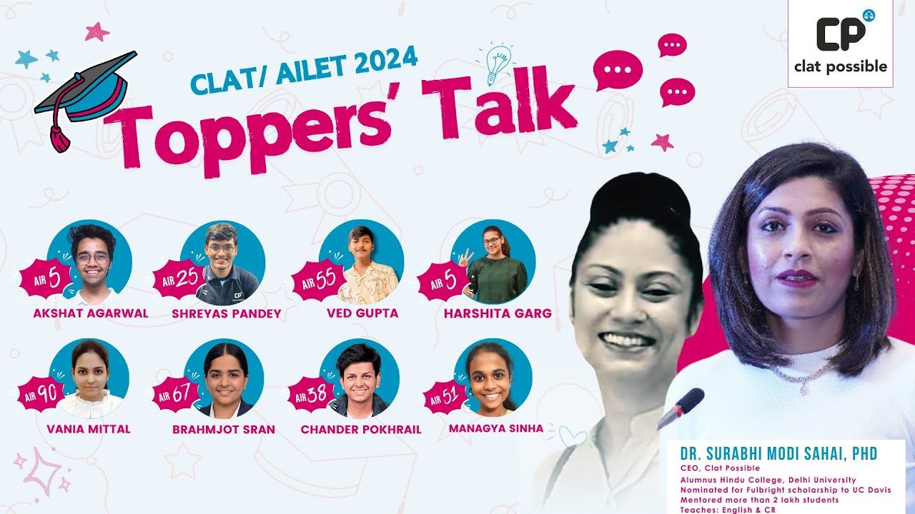 Toppers Talk : Meet Our CLAT/ AILET 2024 Toppers  with Dr. Surabhi Modi Sahai , CEO Clat Possible