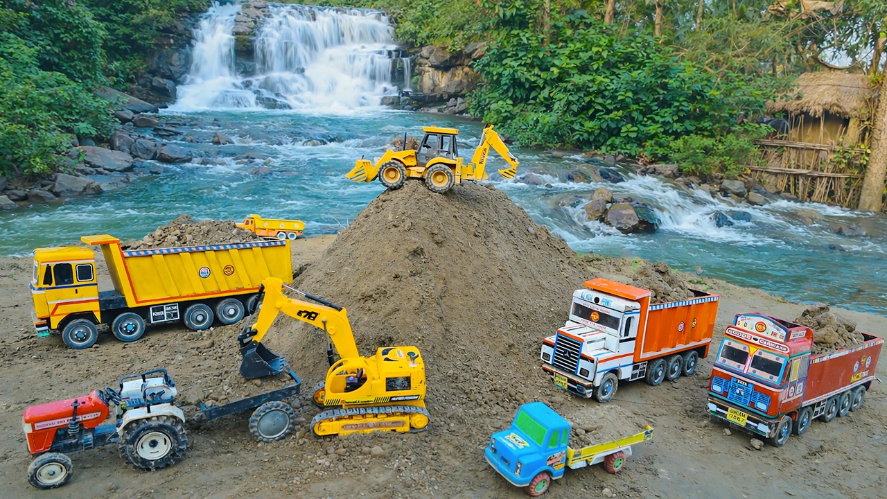 JCB 3DX mud loading Ashok Leyland truck accident TATA truck stuck in mud | jcb ki khudai | cartoon