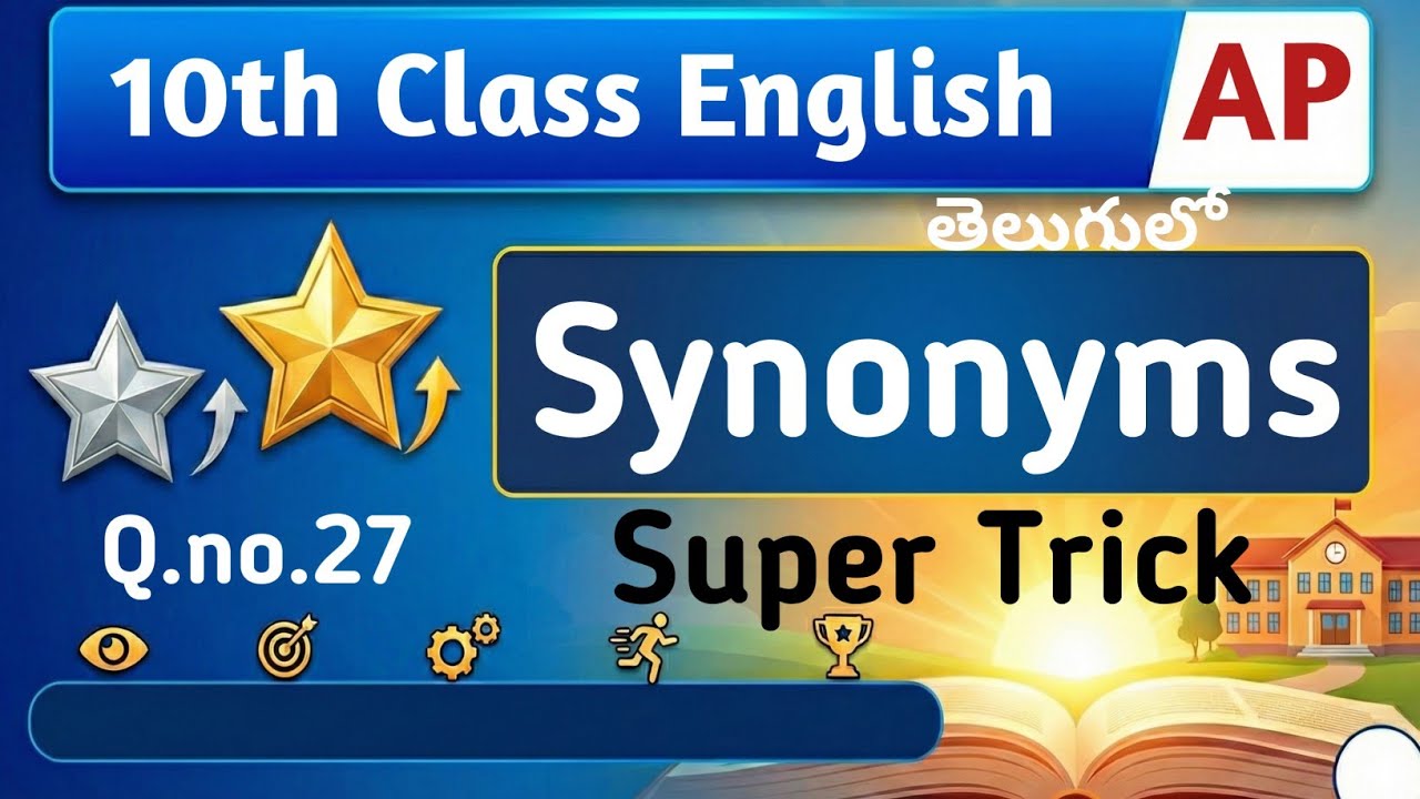 Synonyms Super Trick I  Question 27 AP Class 10 English Section B Grammar Vocabulary in Telugu