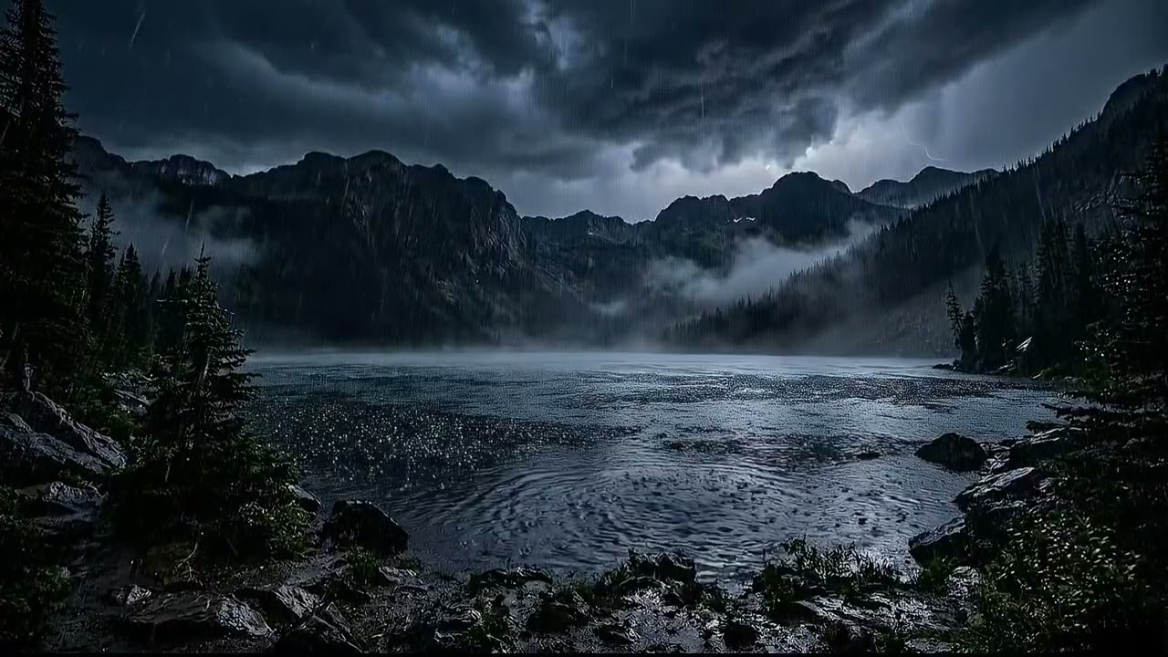 Heavy Rain on River ASMR Rain Sounds for Deep Sleep, Relaxing Nature Ambience