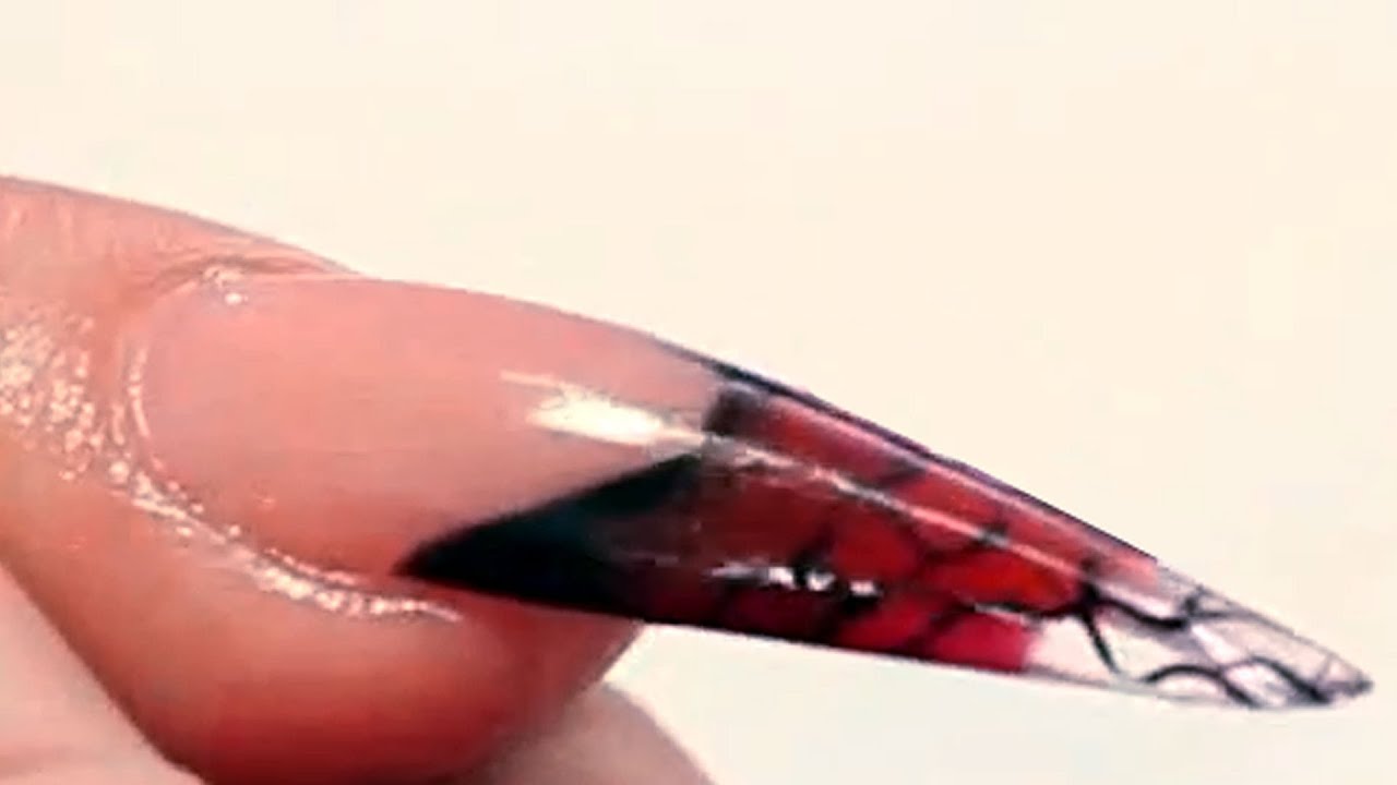 Burlesque Themed Long Stiletto Acrylic Nail Video Tutorial by Naio Nails