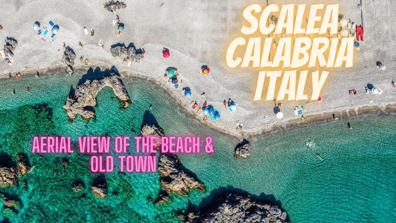 SCALEA BEACH AND OLD TOWN AERIAL VIEW, CALABRIA, ITALY