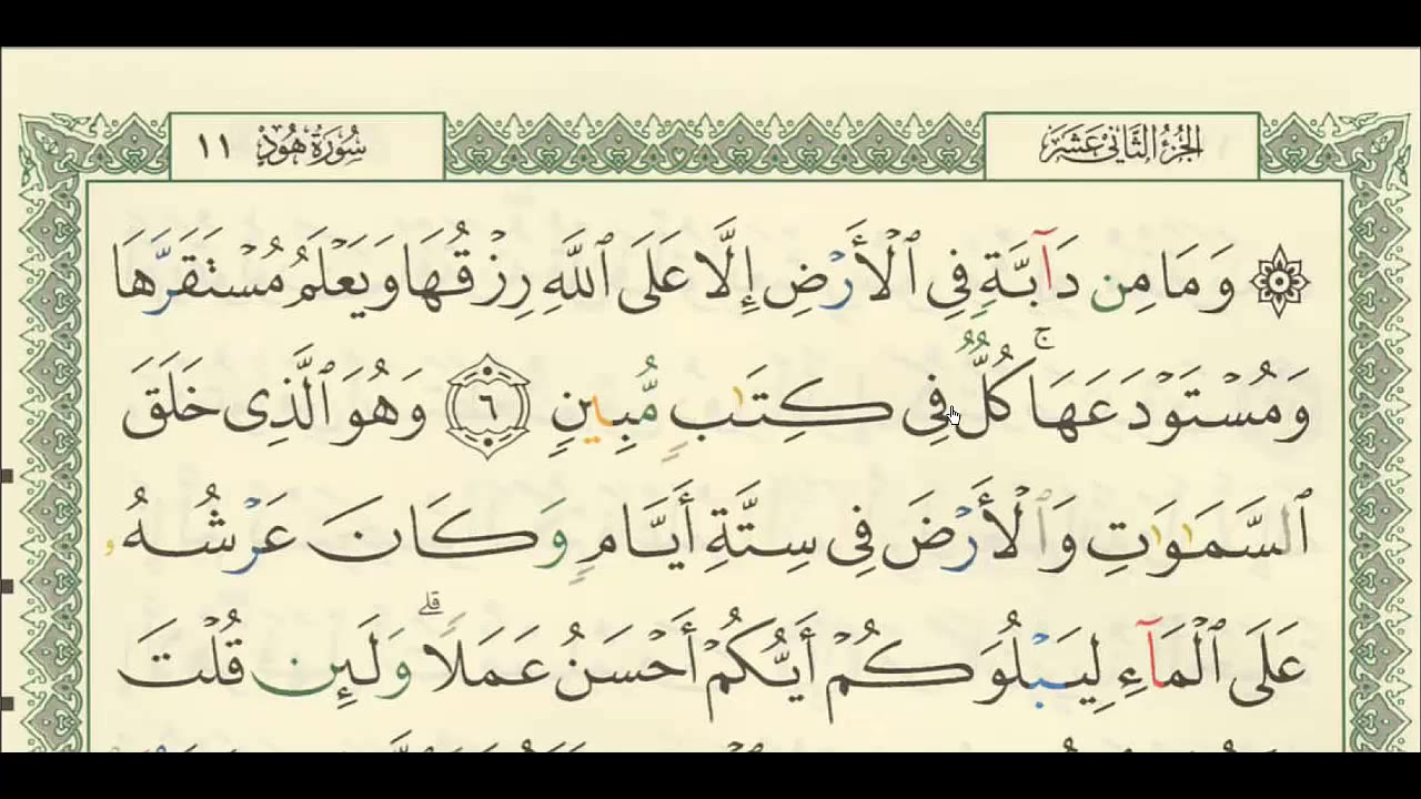 شرح + تفسير - لسورة هود من آية ( ٦ ) إلى آية ( ١٢ ) - للشيخ : فهد العمار .