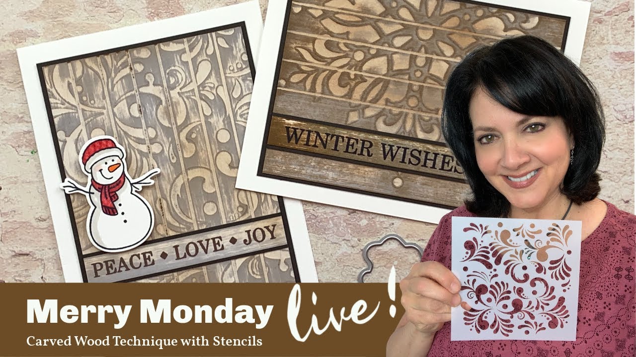 Stamp & Chat with Gina K - Merry Monday - Carved Wood Technique