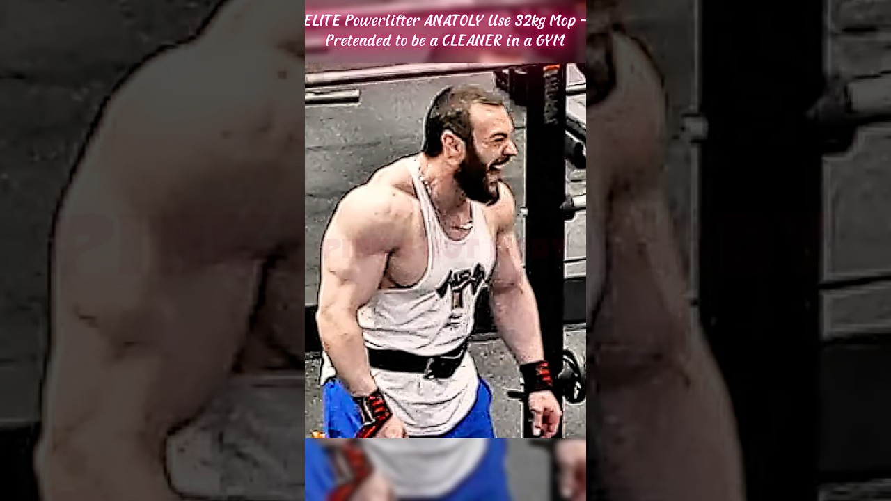 ELITE Powerlifter ANATOLY Use 32kg Mop - Pretended to be a CLEANER in a GYM ..#gym #funny #trending