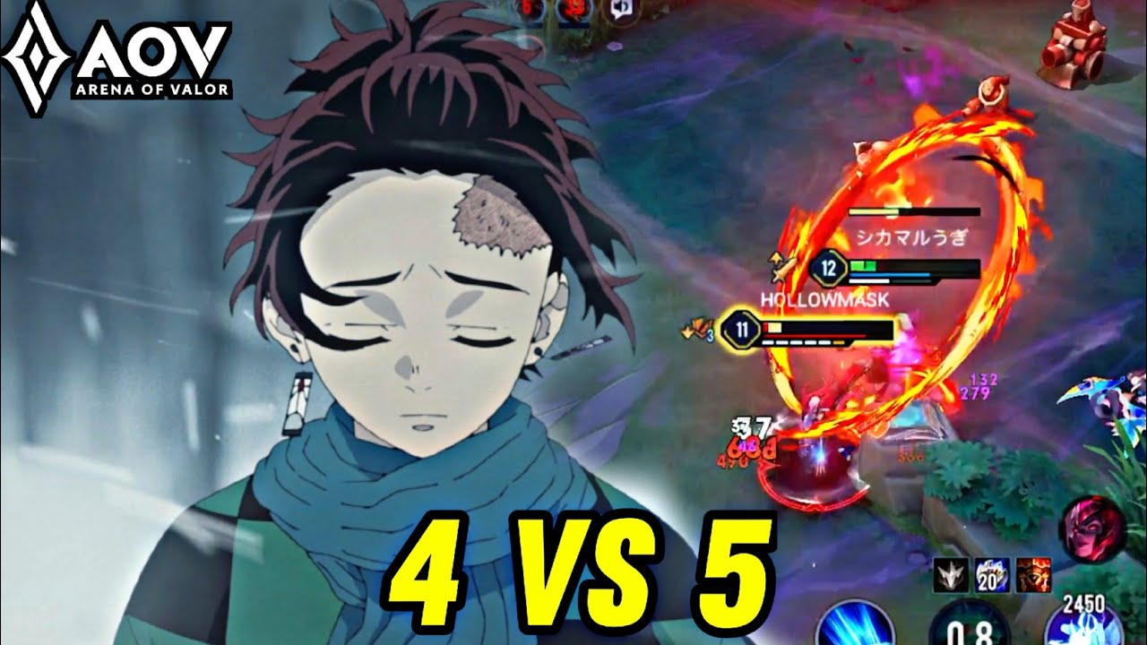 AOV : YAN/TANJIRO GAMEPLAY | 4 VS 5 - ARENA OF VALOR LIÊNQUÂNMOBILE ROV