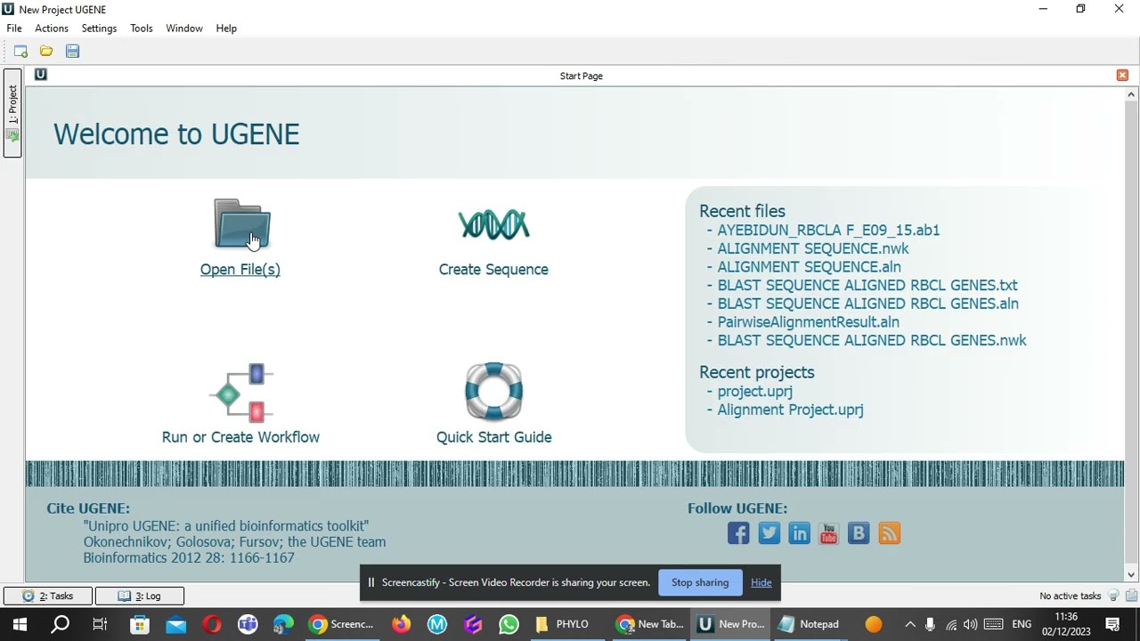 Sequence alignment with UGENE