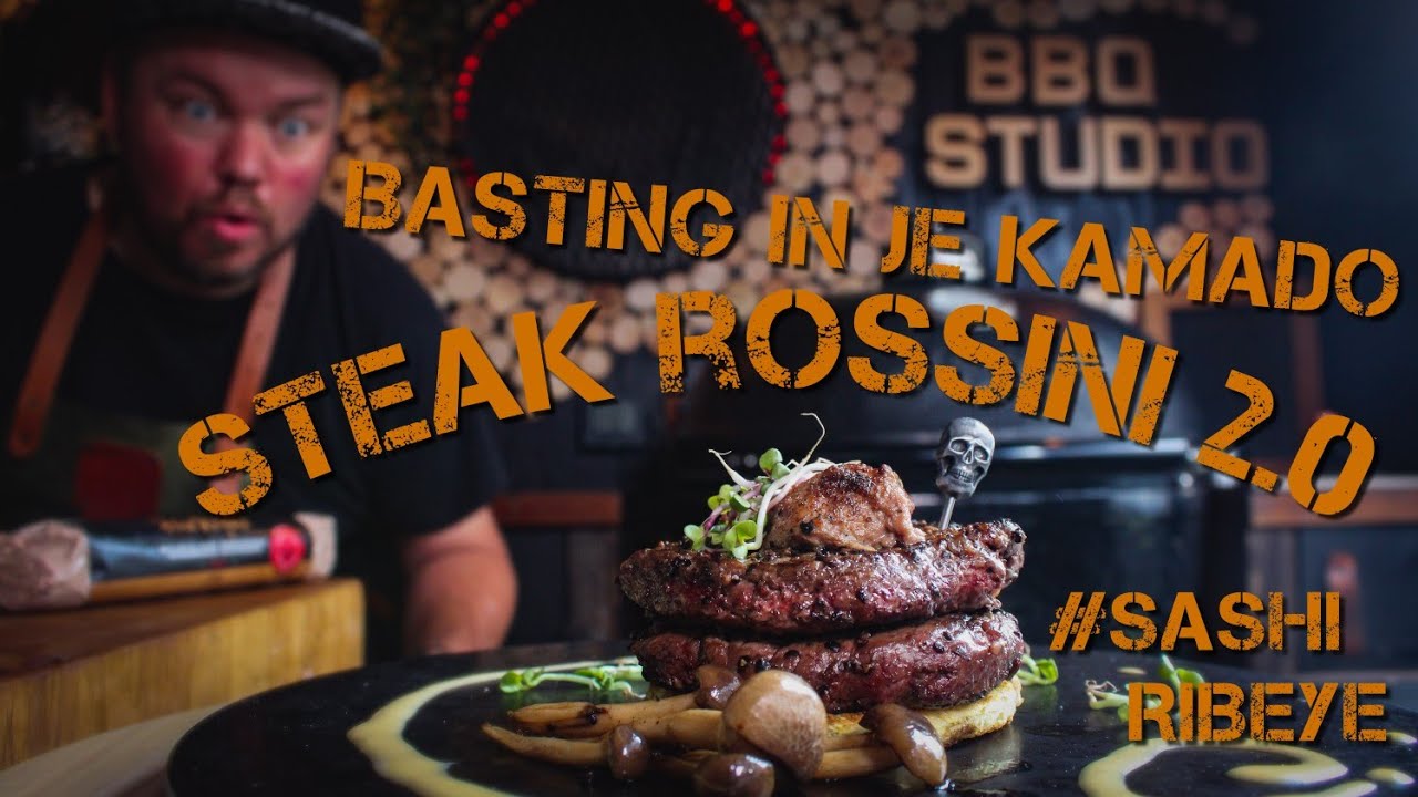 Steak rossini op je barbecue met eigen vet verrijkt in de flambadou.