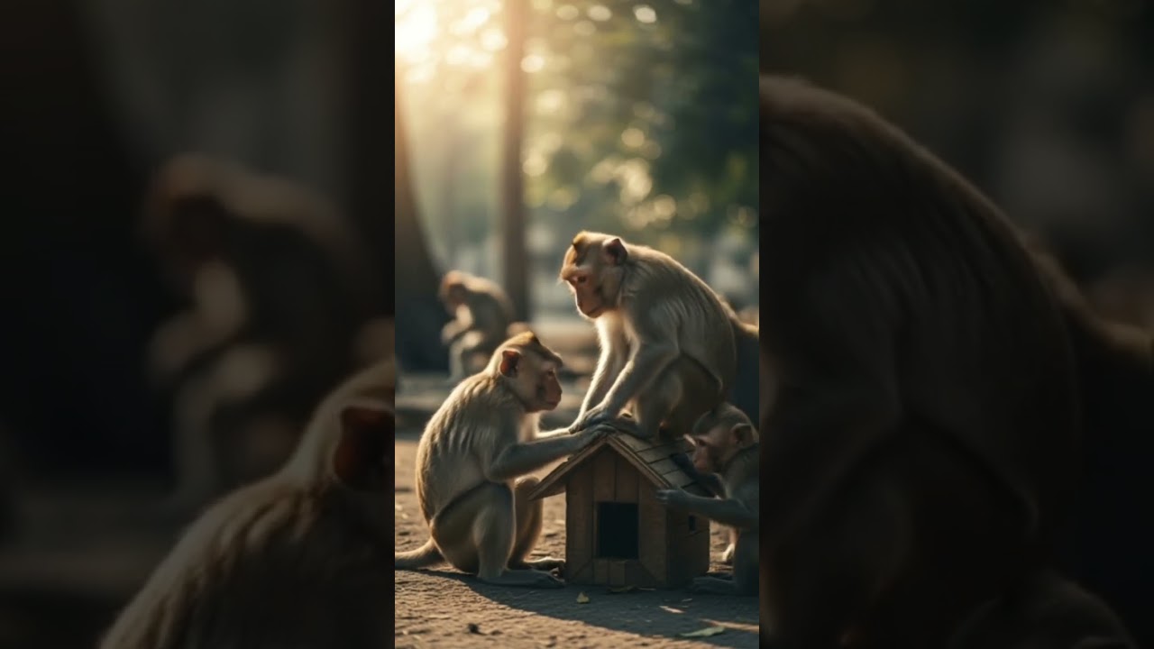 The big monkey built a house for his mother. 