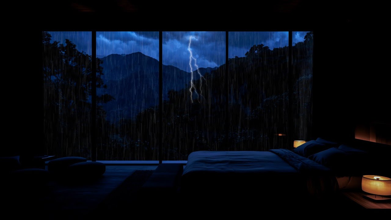 Cozy Bedroom Rain Sounds 🌧️ Heavy Window Rain for Relaxation, Study, and Deep Sleep