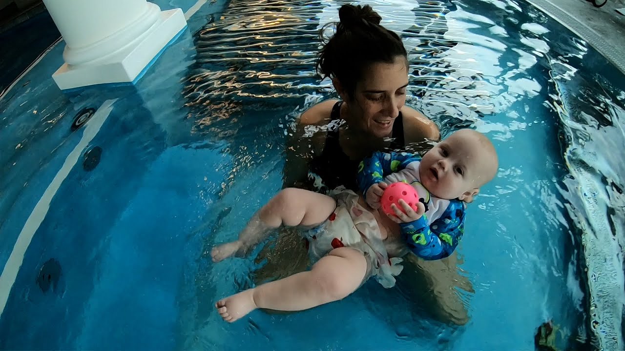 BABY SWIMMING LESSONS | Ultimate first lesson routine | 7 month old Swimming in Pool