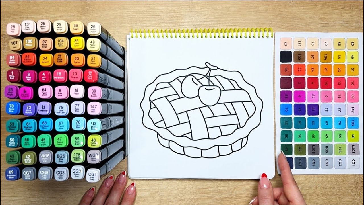 Satisfying Cherry Pie Coloring | ASMR & Calm 🍒🥧