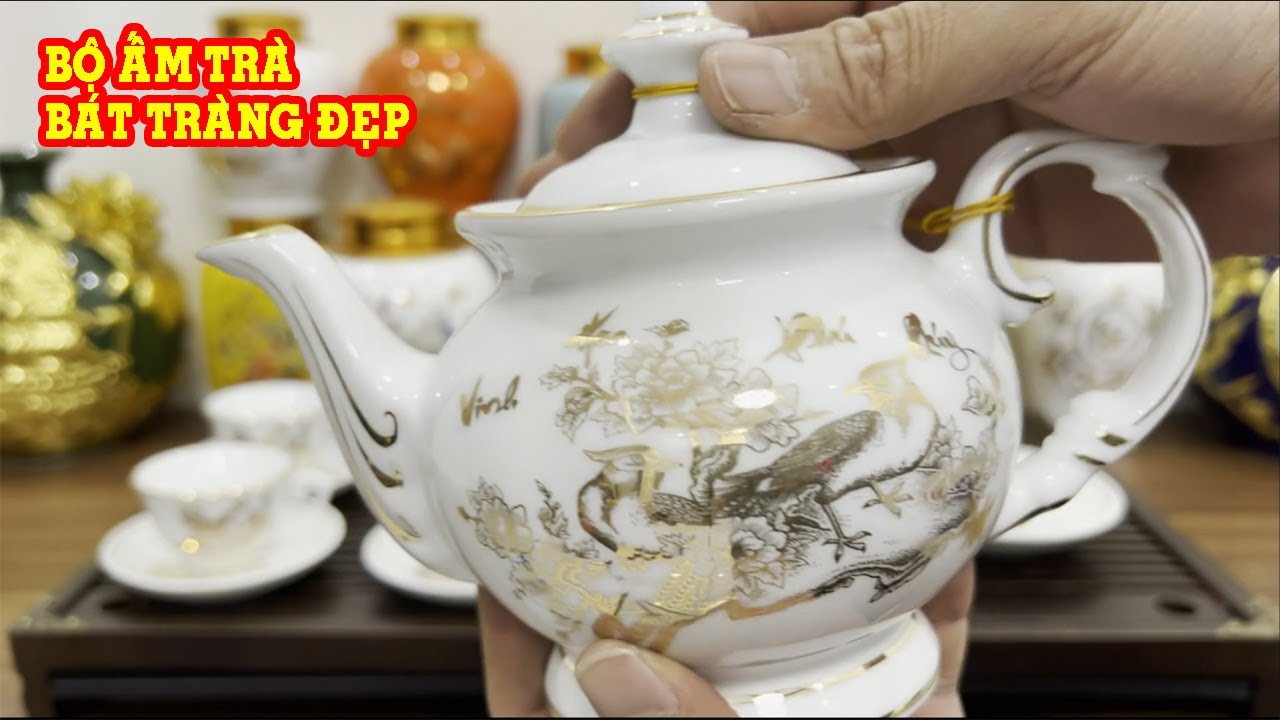 Bộ ấm chén Bát Tràng vinh hoa phú quý - Bộ ấm trà đẹp - Ấm chén đẹp