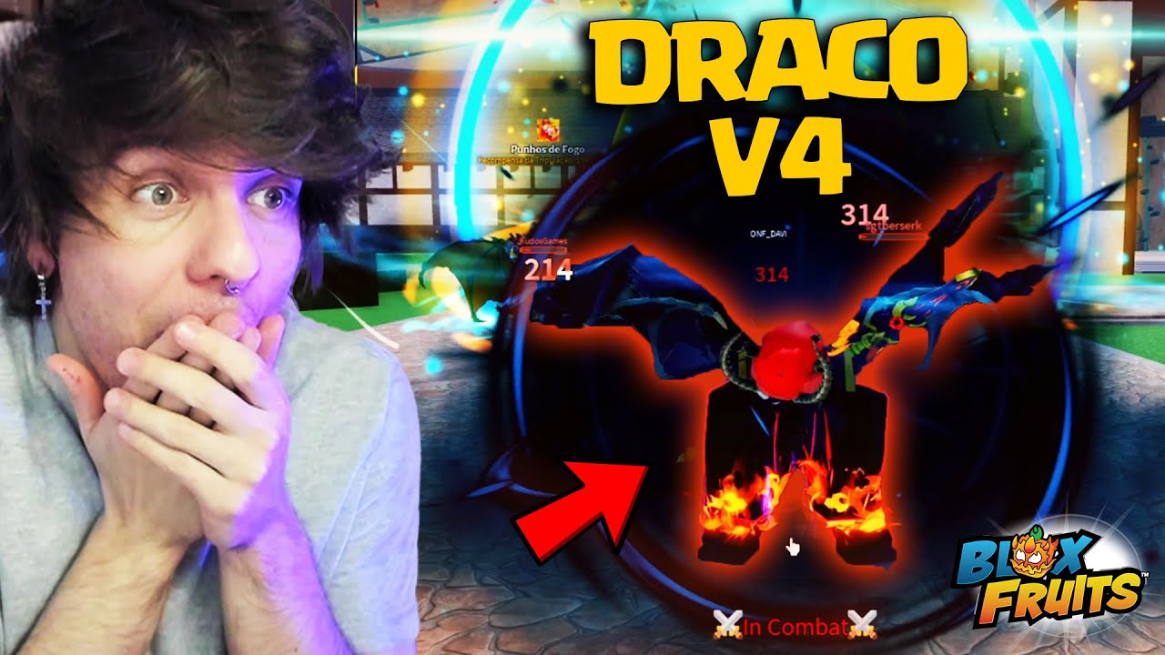 Como Peguei A RAÇA V4 DRACO no Blox Fruits
