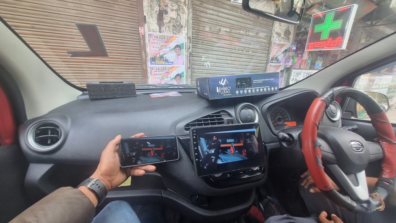 Datsun redi go car android music system fitting mirrorlink home delivery all India wholesale price