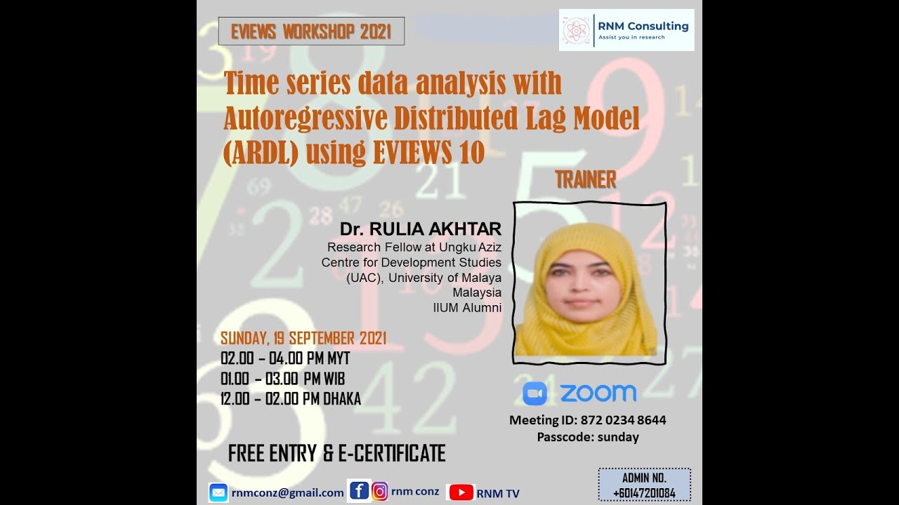 Time series data analysis with Autoregressive Distributed Lag Model (ARDL) using EVIEWS 10