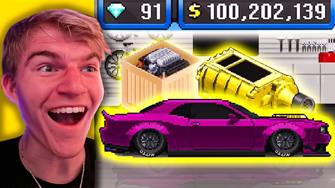 ПОТРАТИТЬ 10 ​​000 000 ДОЛЛАРОВ НА DODGE CHALLENGER HELLCAT DEMON В PIXEL CAR RACER!