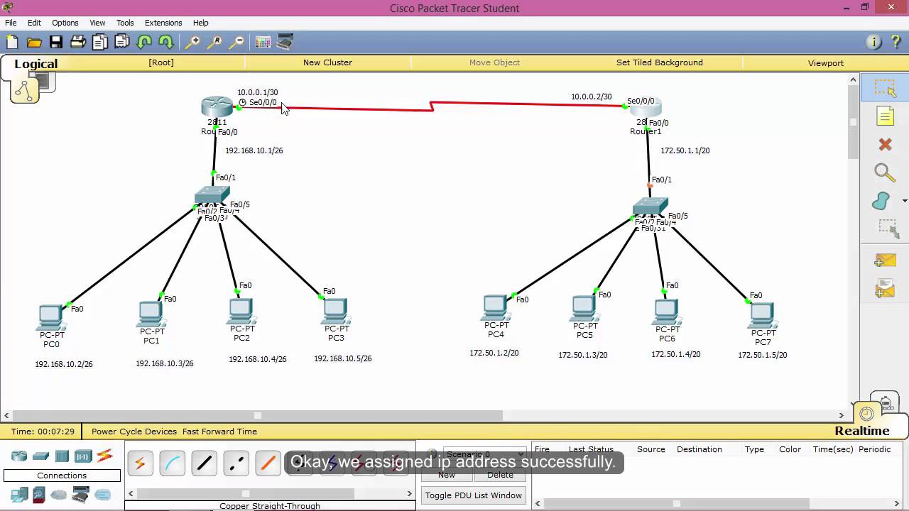 How to configure RIP version 2 configuration in Cisco Packet Tracer