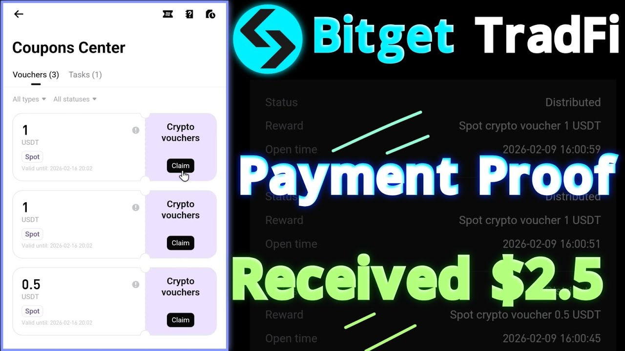 Получено 2,5 USDT | Мероприятие Bitget TradFi | Подтверждение платежа | Вознаграждение за выполне...