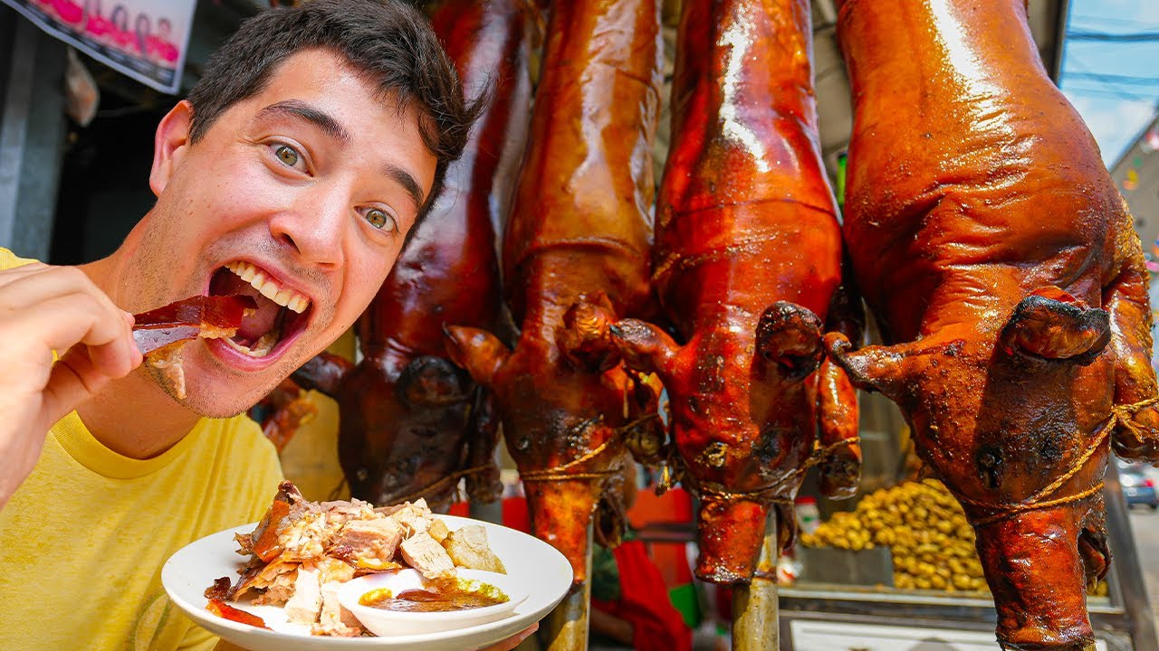 Filipino Street Food!! Manila&rsquo;s #1 LECHON 🇵🇭 CRAZY Philippines Food Tour in La Loma!!​