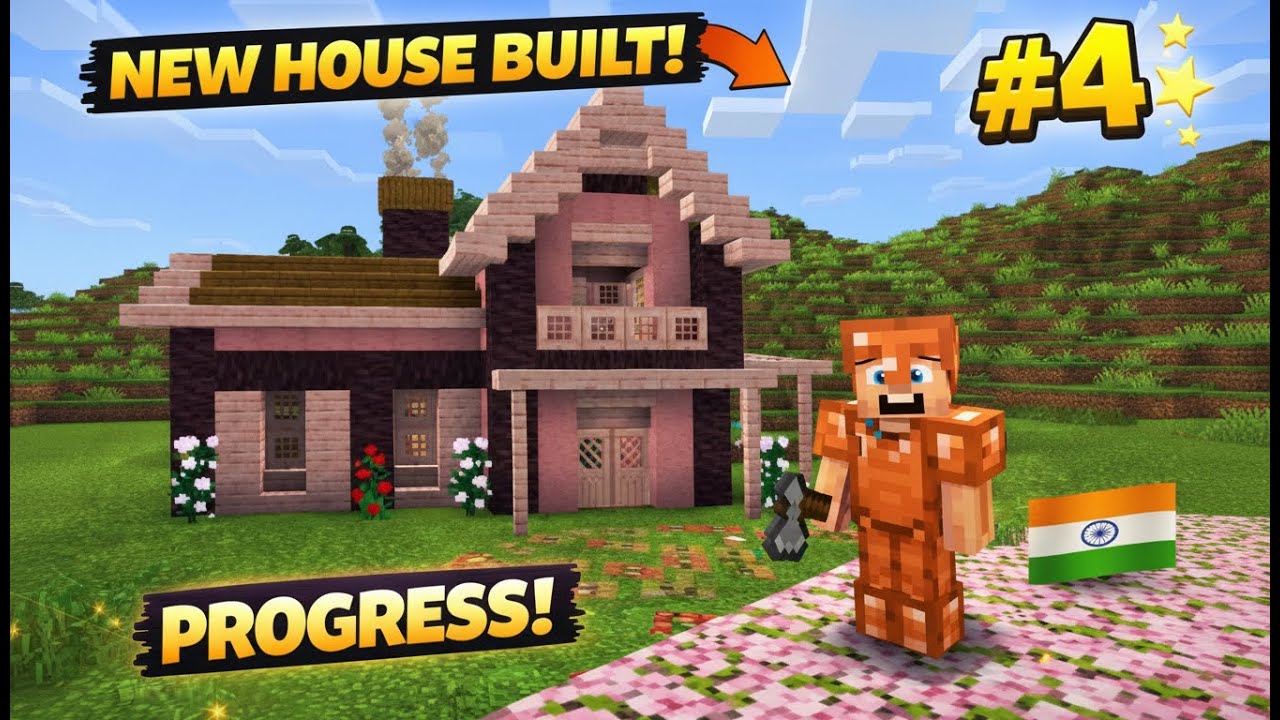 Minecraft Survival Part 4 🌸🏡 | Cherry Blossom House Build & Barn Upgrade 🐄✨