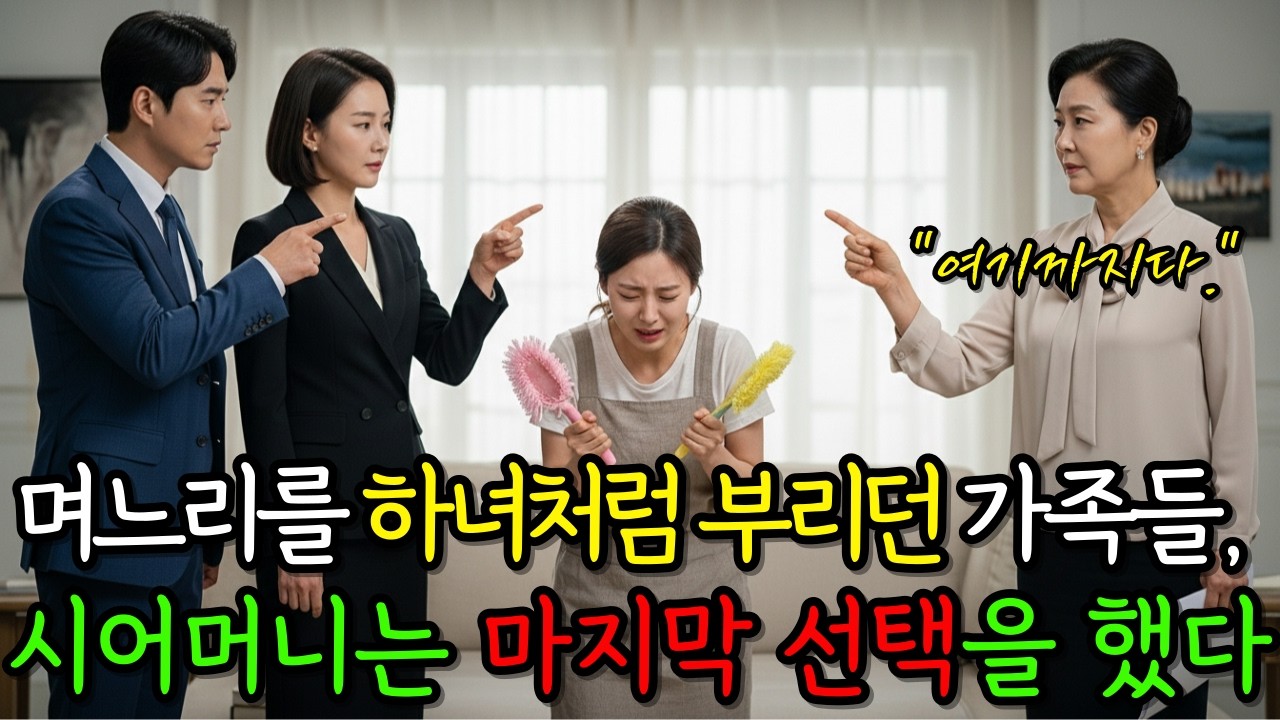 며느리를 하녀처럼 부리던 가족들, 시어머니가 모두 앞에서 입을 열었다.