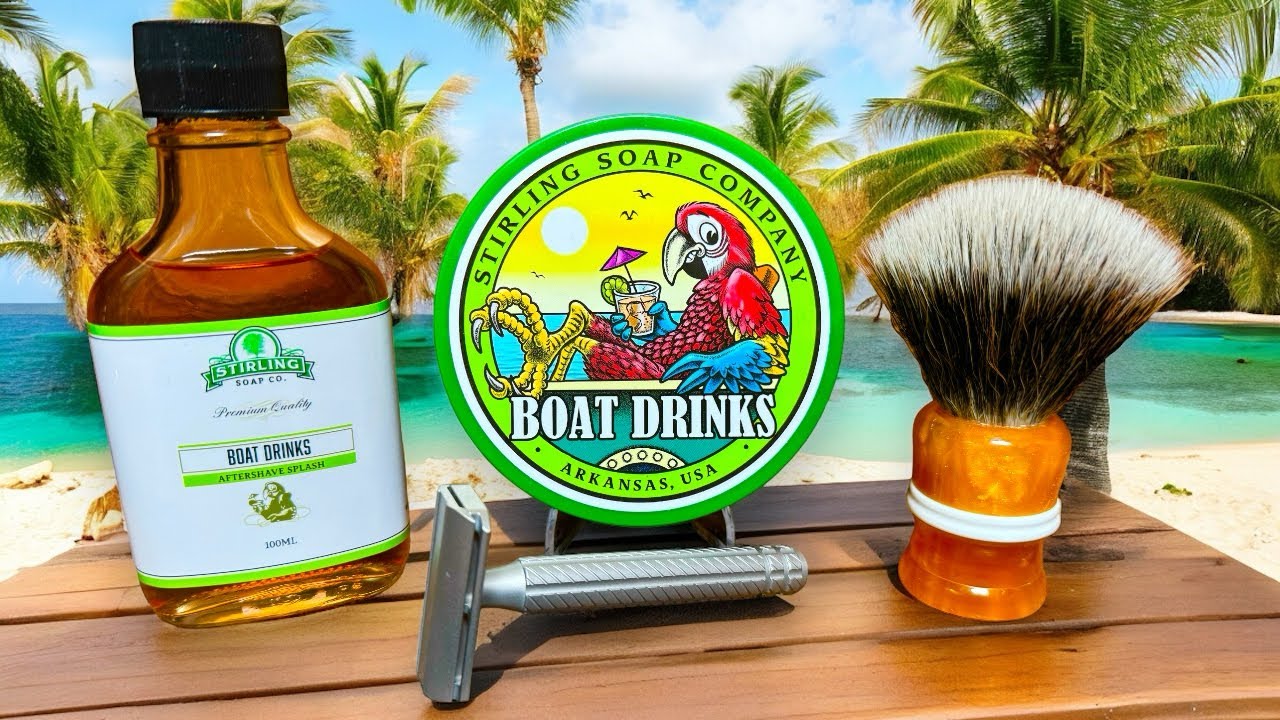 Boat Drinks By Stirling Soap Company shaving with Ayslworth Apex DE Stainless Steel Safety Razor