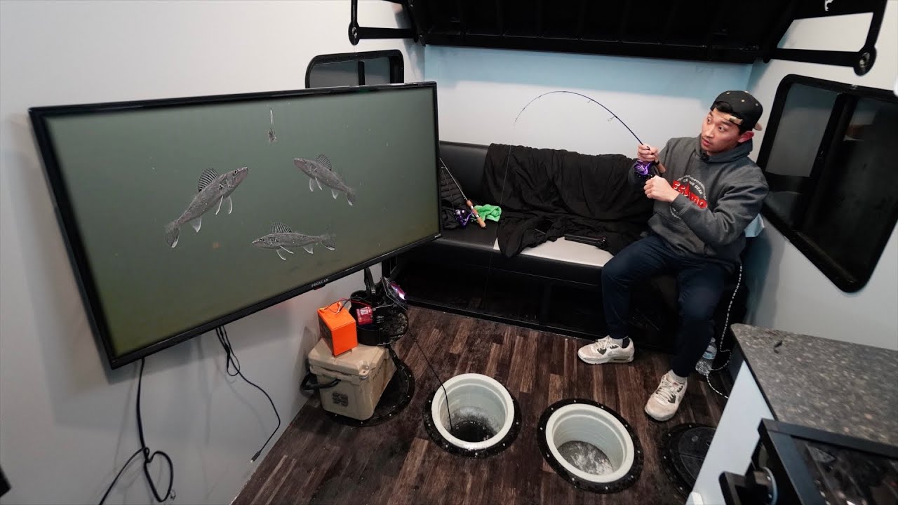 SOLO Ice Camping with an UNDERWATER CAMERA for Walleyes!