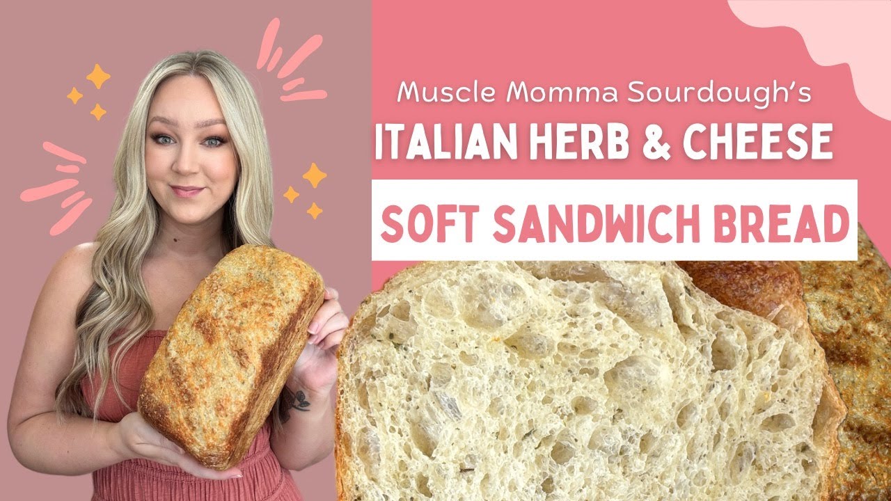 Italian Herb & Cheese Soft Sourdough Sandwich Bread Recipe | Step by step beginner sourdough recipe
