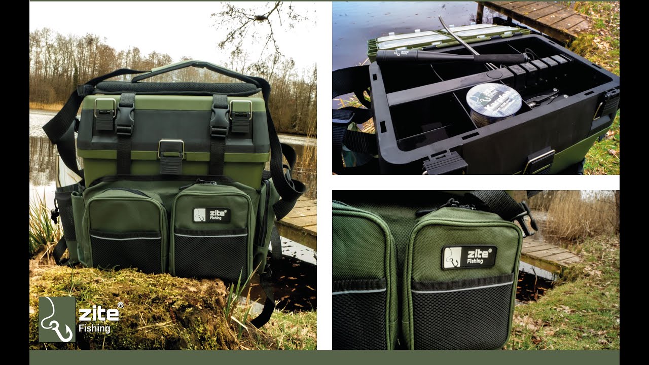 Multi-Angelkoffer Rucksack & Sitzkiepe zum Angeln in 1 - Zite Fishing Angelrucksack (Produktvideo)
