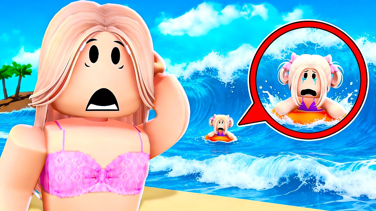 LITTLE AMI IS LOST ON THE BEACH... in BROOKHAVEN on ROBLOX!