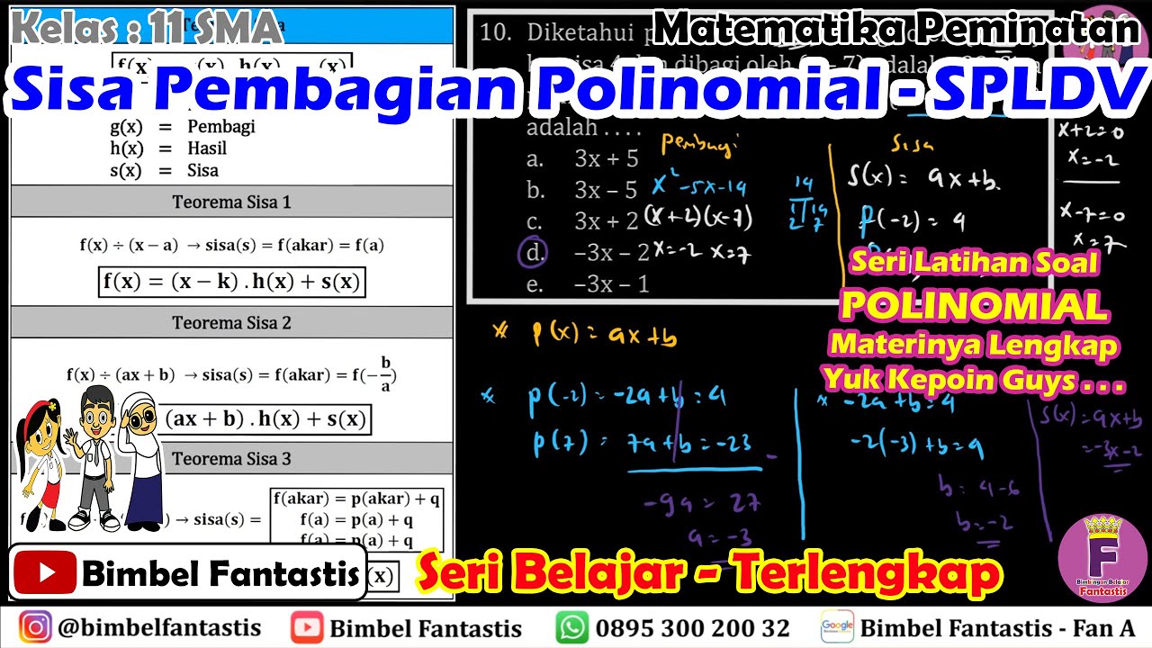 Sisa Pembagian Polinomial - SPLDV || Seri Belajar || No 10 || 2022/K11/S2/MP/B1/UK4 | Mtk Peminatan