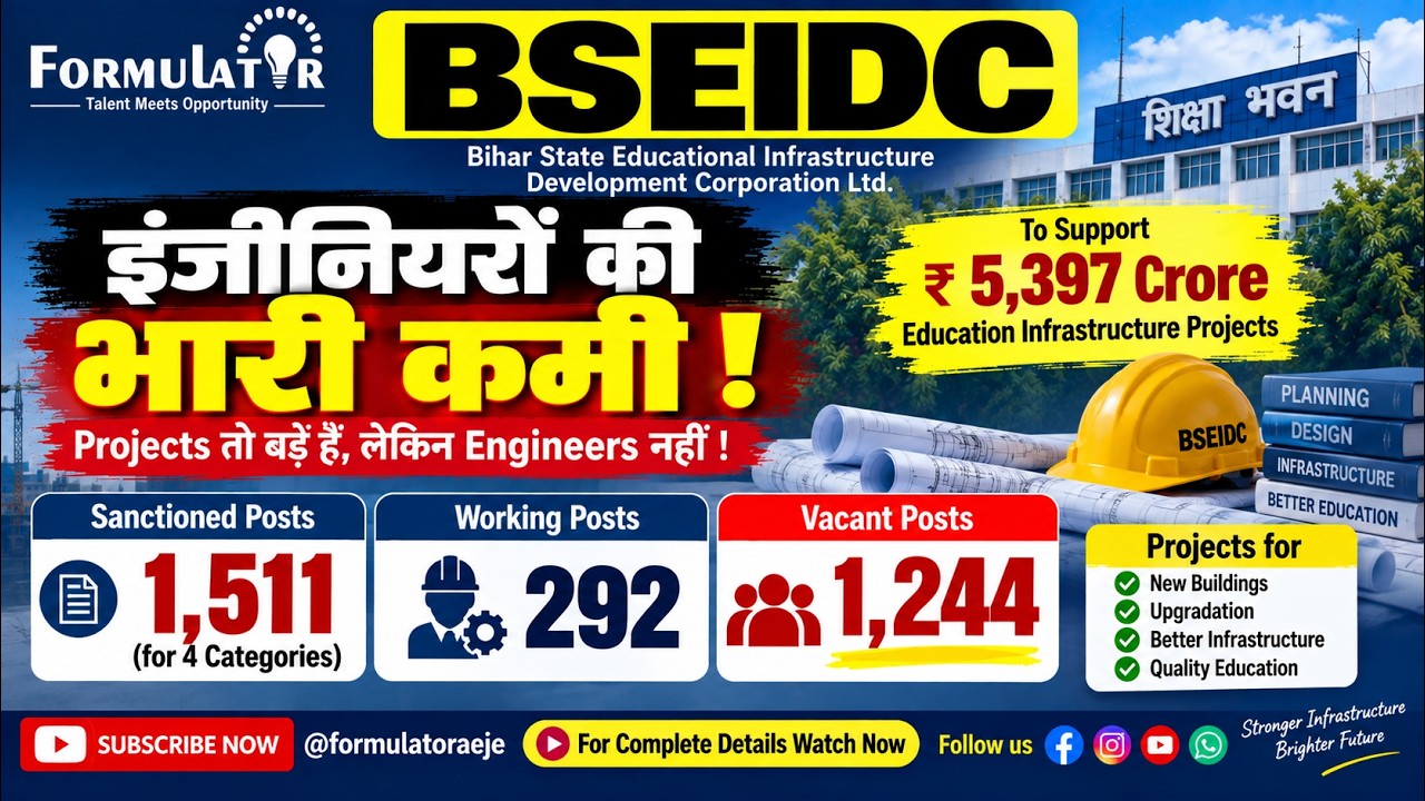 Severe Shortage of Engineers at BSEIDC! 🚨 1,244 Vacancies | 1,511 Sanctioned Posts