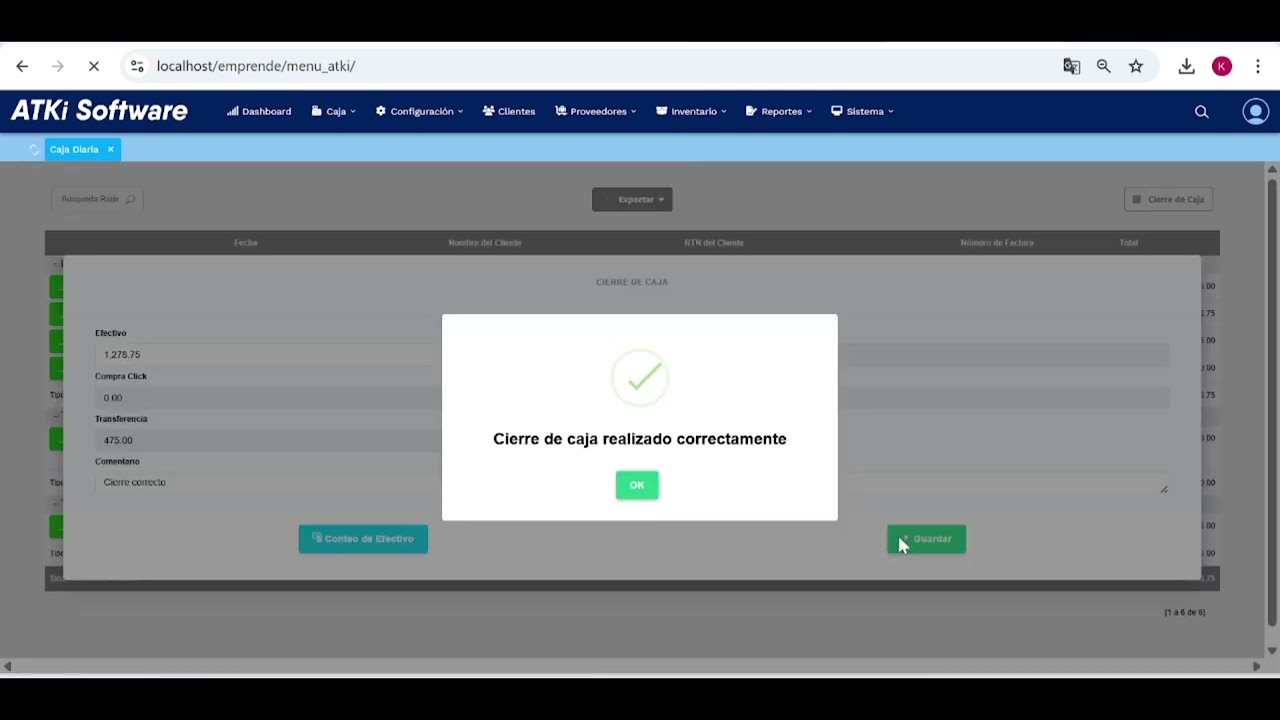 Como hacer cierre de caja diaria y apertura desde ATKi versión Emprende 