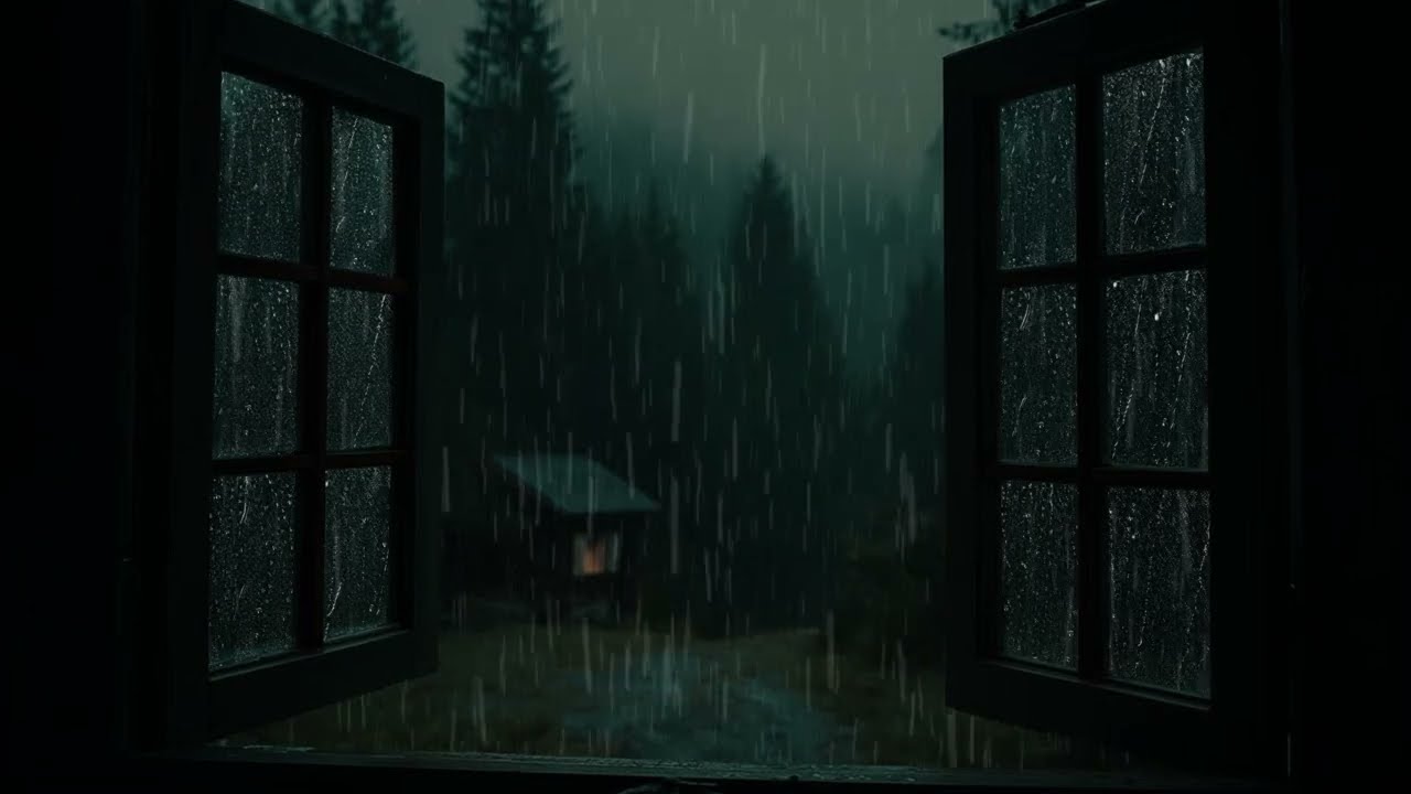 Rain Sounds for Sleep - Open Window Rain Sounds Heavy Rain at Night for Deep Sleep (1 Hour)