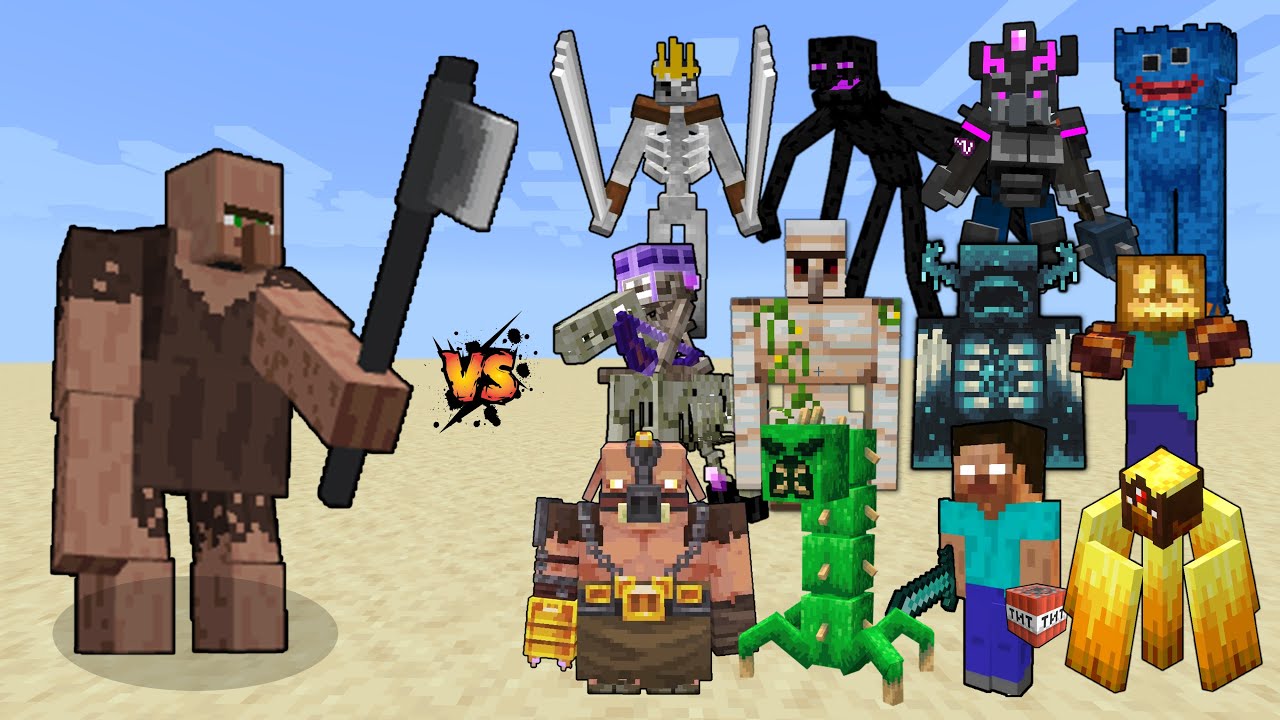 Fat Villager vs Mutant Mobs & Bosses - Minecraft Mob Battle
