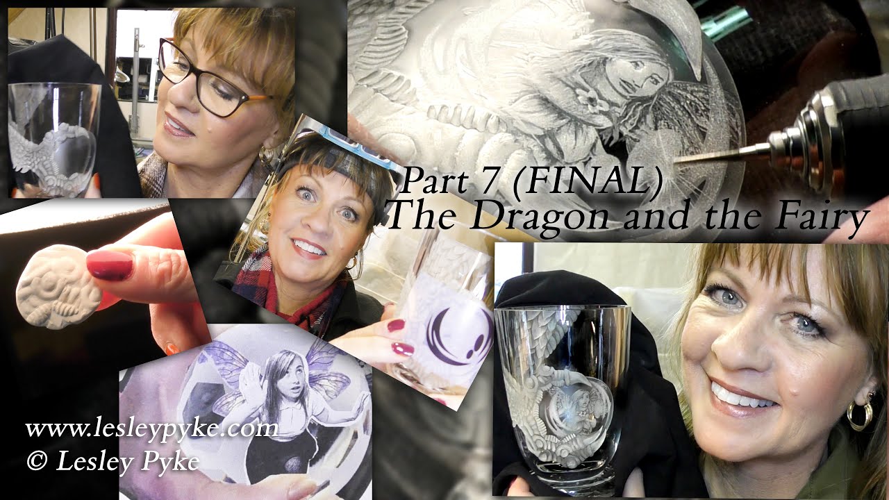 Glass engraving tutorial for beginners- Dragon and fairy vase 7 final