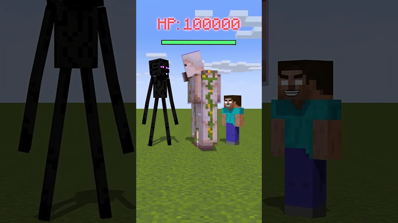 HELP Enderman To Power Up And Defeat Iron Golem #shorts #fyp #trending