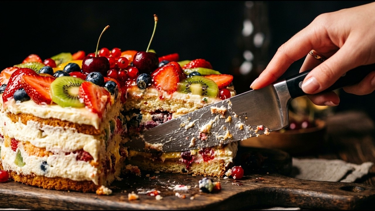 Oddly Satisfying Luxury Fruit Cake Cutting ASMR 🍰 Relaxing Dessert Sounds