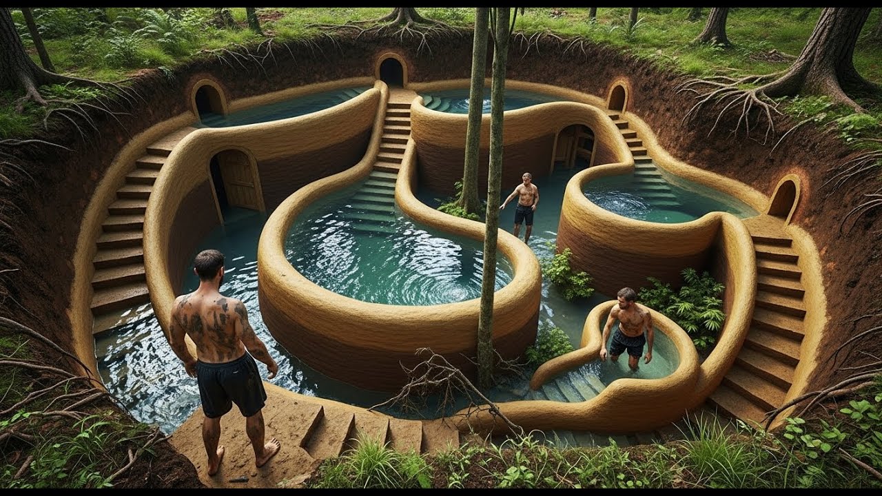 180 Days Creating a Luxury Underground Villa with Private Pools and Hidden Twisting Water Slides