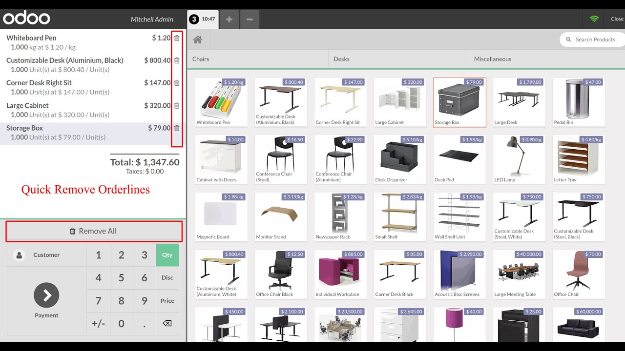 POS Quick Remove Orderlines