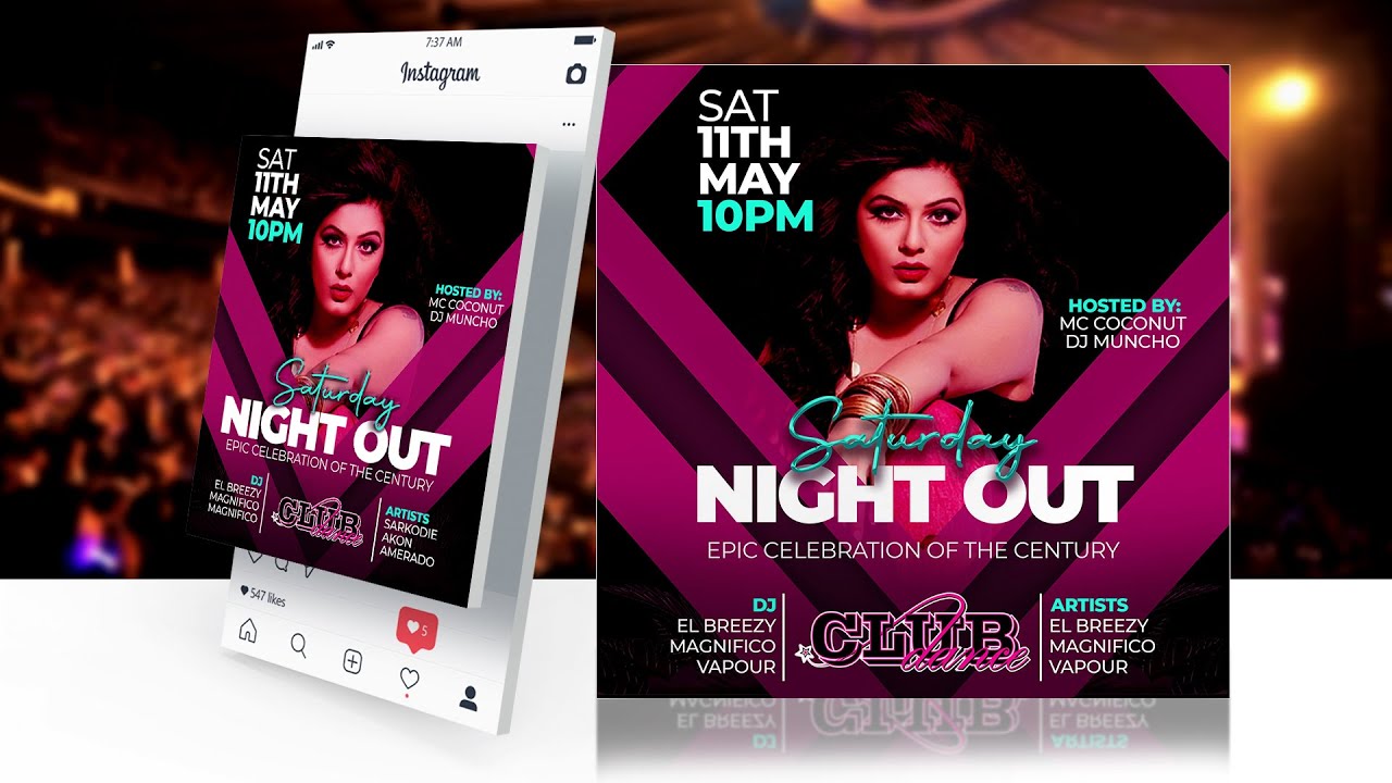 Night Out Flyer | Photoshop Flyer Tutorial For Beginners - CC | Party Flyer | Club Flyer
